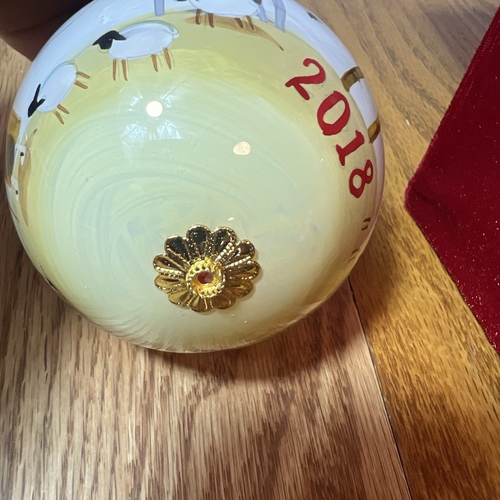 Pier 1 Glass Ornament Tropical Nativity Camel Palm Trees 2018 Red Velvet Box - Picture 6 of 10